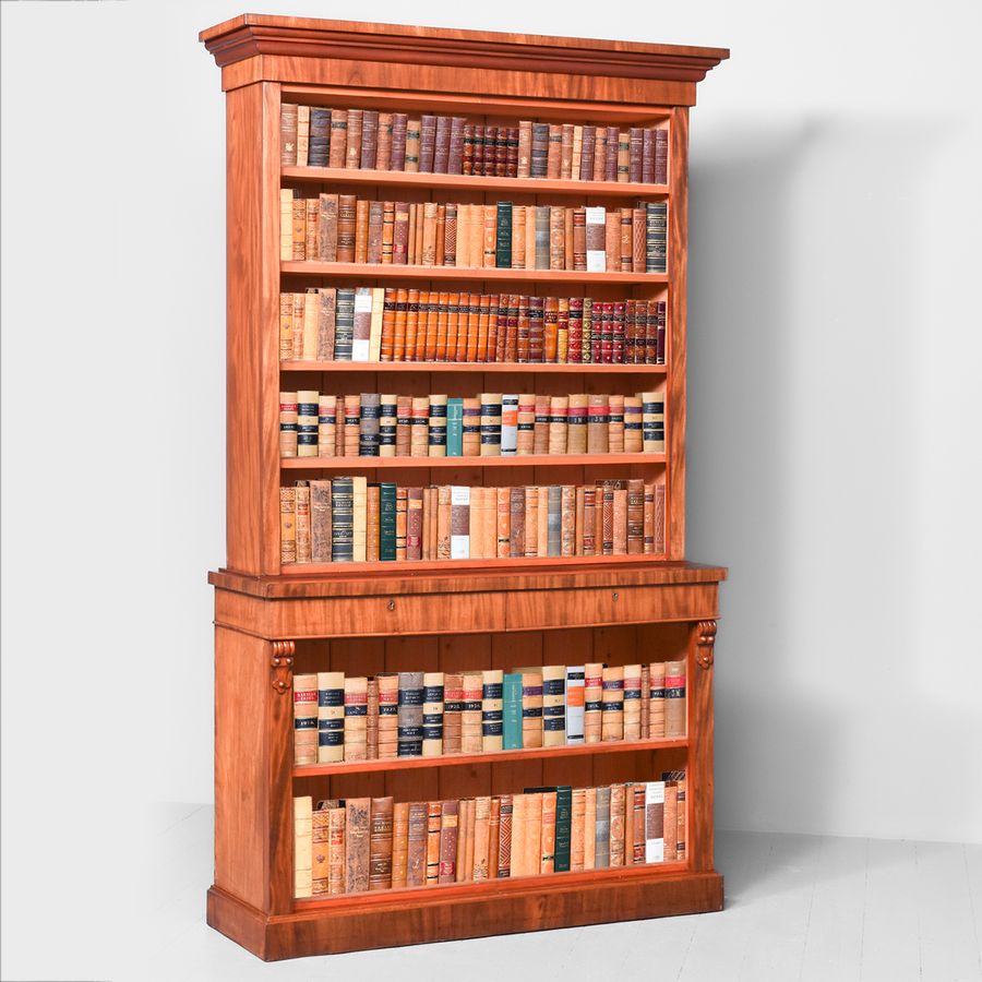 Antique Quality Mid-Victorian Two-Part Open Bookcase in Spanish Mahogany