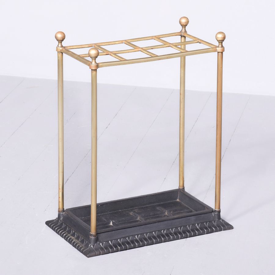 Stylish Victorian Brass and Cast-Iron Stick Stand