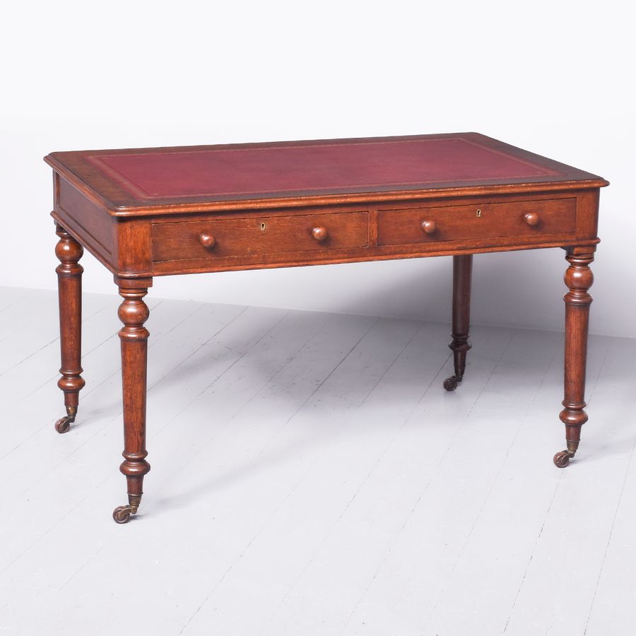 Mid-Victorian Attractive Free-Standing Oak Writing Table