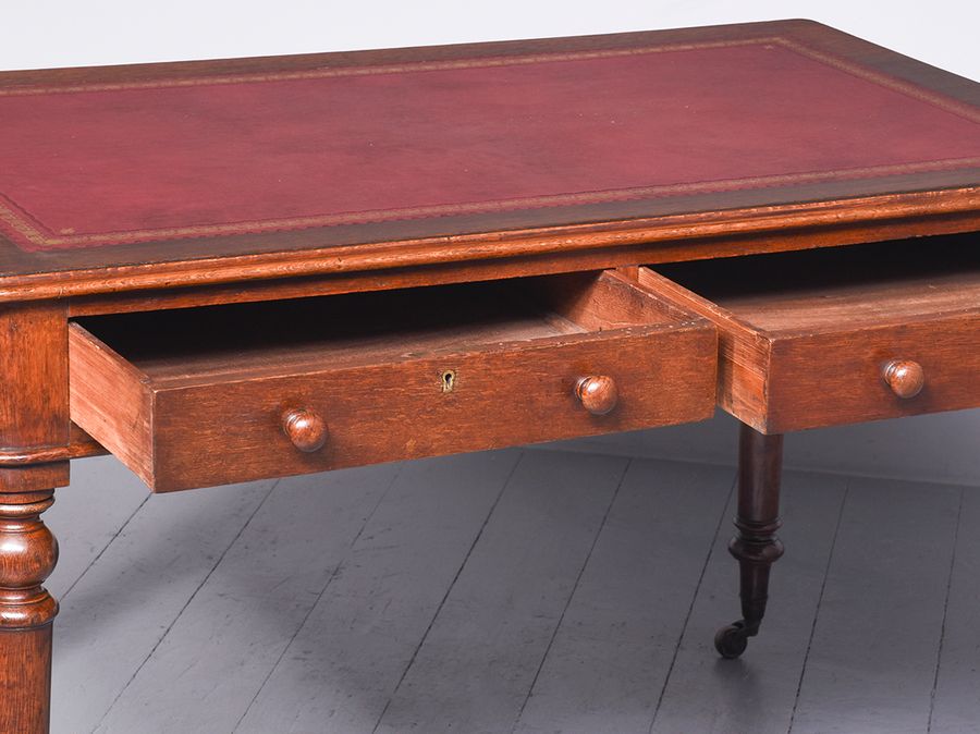 Antique Mid-Victorian Attractive Free-Standing Oak Writing Table