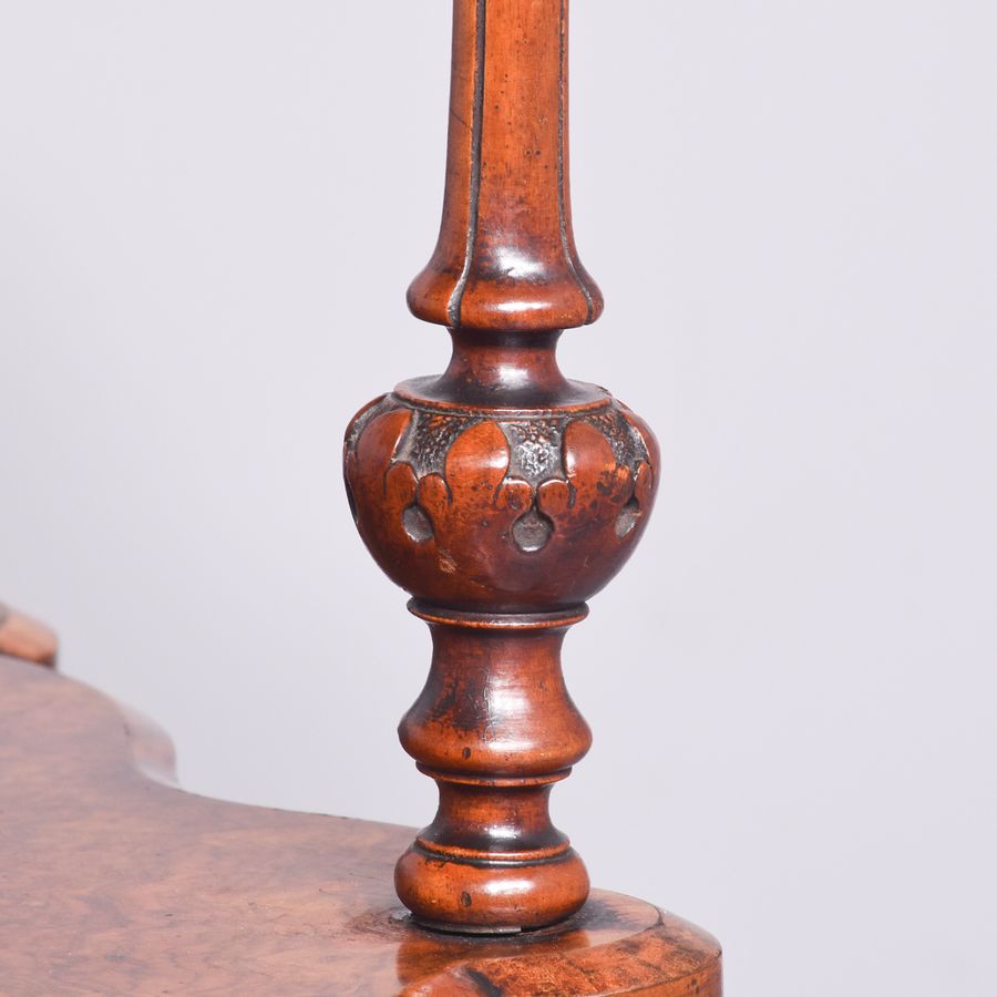 Antique Fine Quality Marquetry Inlaid Burr Walnut Three-Tier Victorian Whatnot