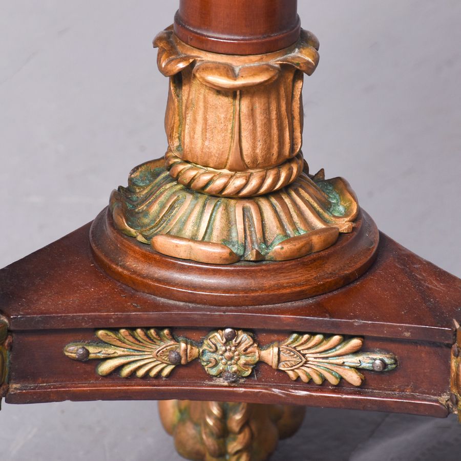 Antique Rare Empire-Style Ormolu Mounted Mahogany Piano Stool