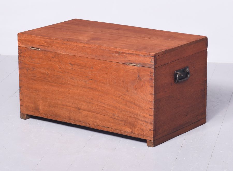 Antique Victorian Anglo-Colonial Teak Travelling Trunk