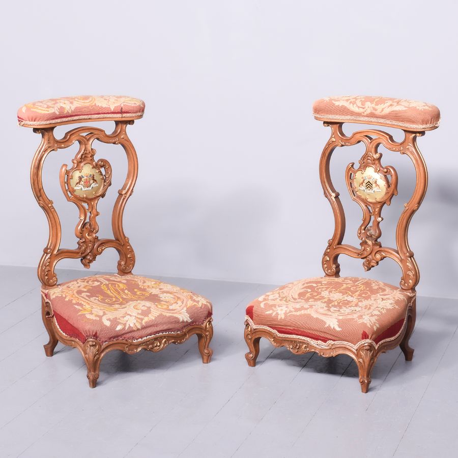 Pair of French Walnut Prie-Dieu Chairs