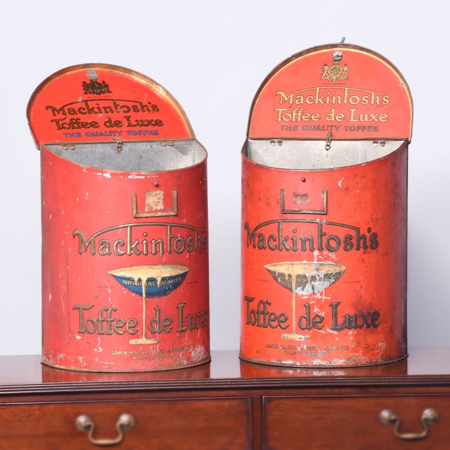 Antique Pair of Painted Toleware Advertising Tins