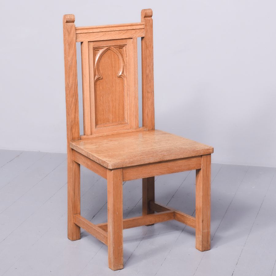 Antique Set of 14 Solid Oak Gothic Chairs