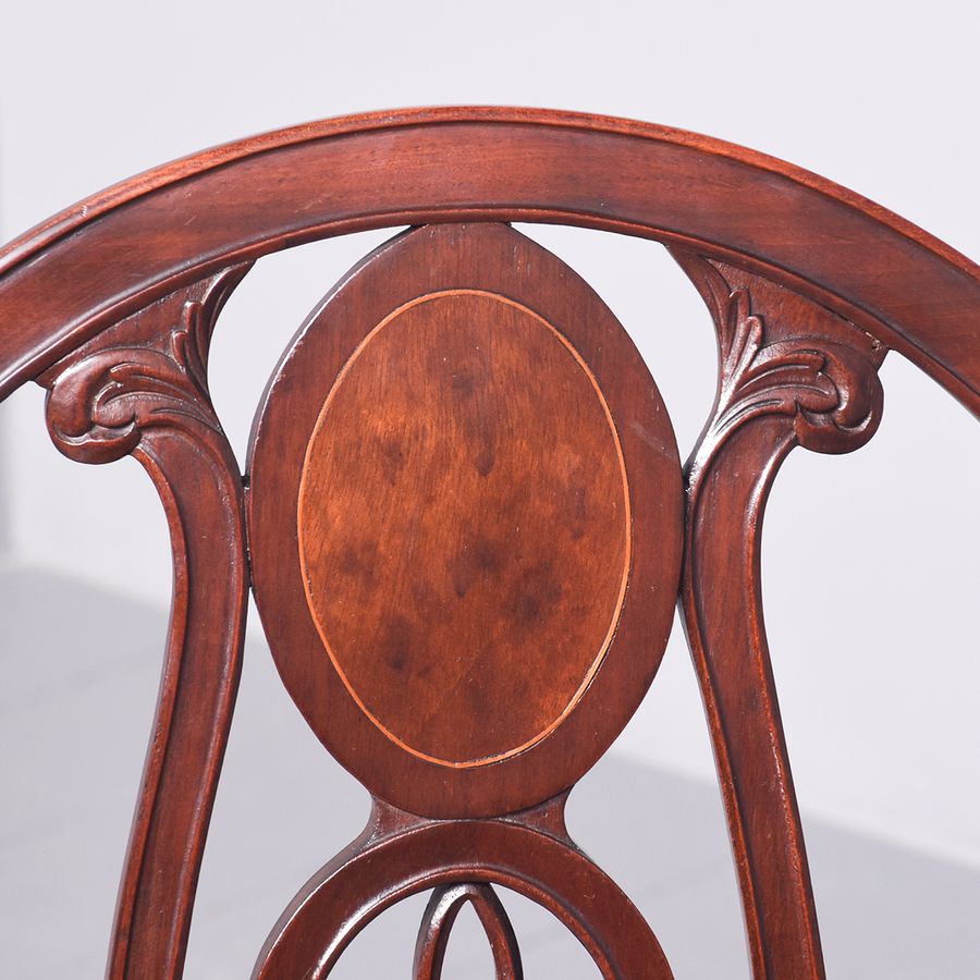 Antique Late 19th Century Set Of 8 Georgian-Style Inlaid Mahogany Dining Chairs