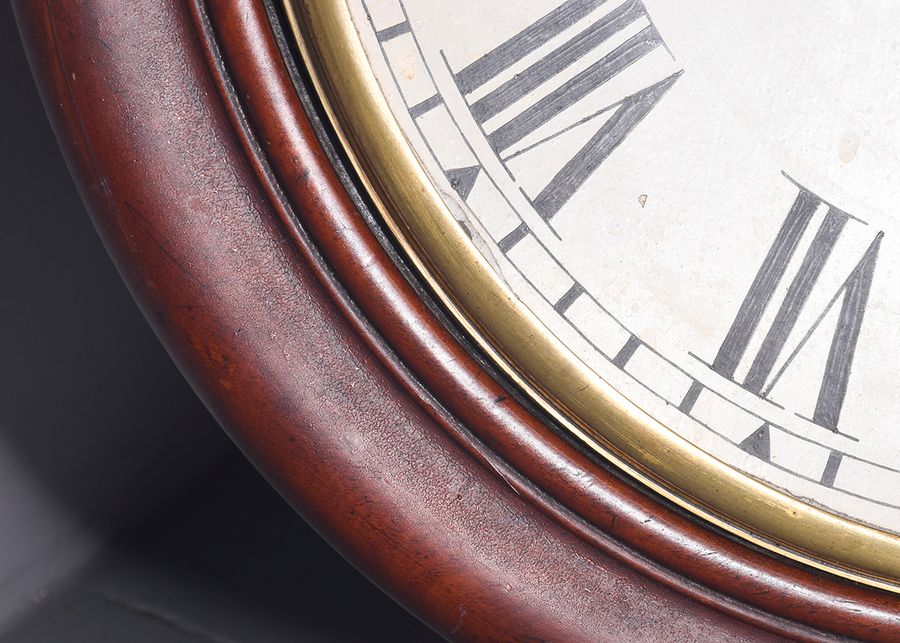 Antique Victorian Mahogany Framed Fusee Wall Clock