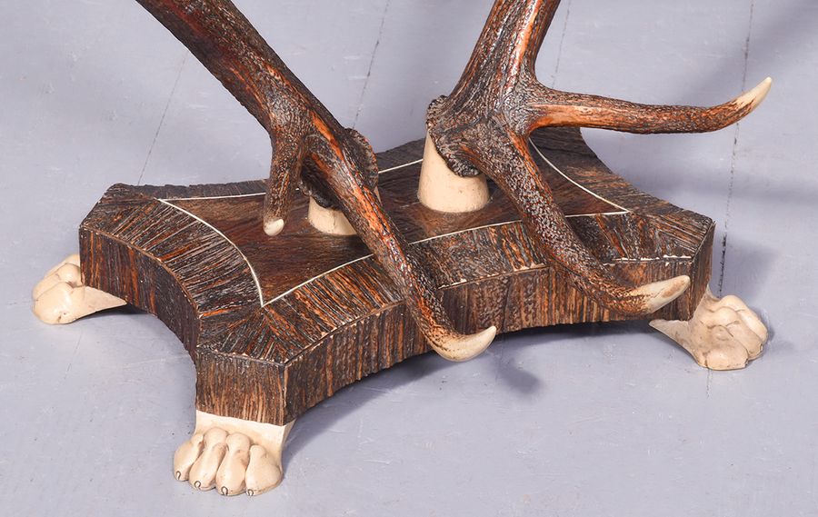 Antique Black Forest Antler Side Table