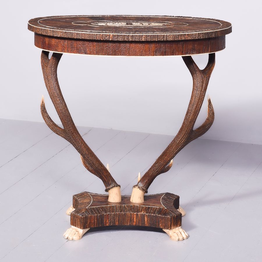 Antique Black Forest Antler Side Table