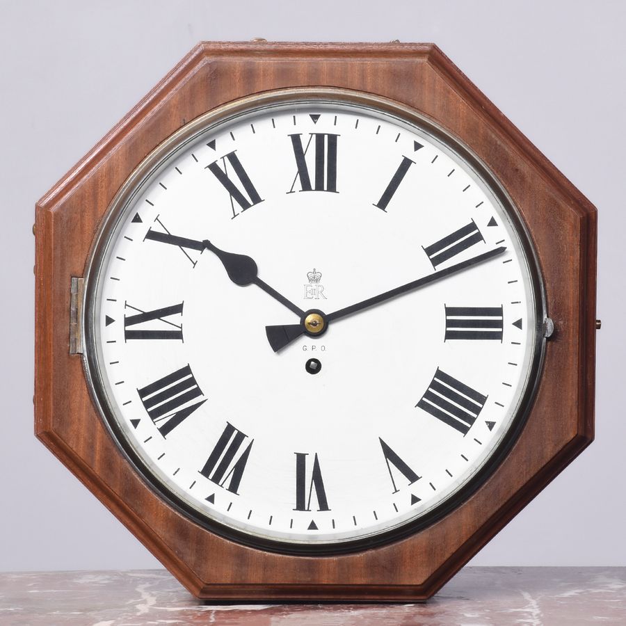 Antique Double Sided Elizabeth II, GPO Fusee Wall Clock