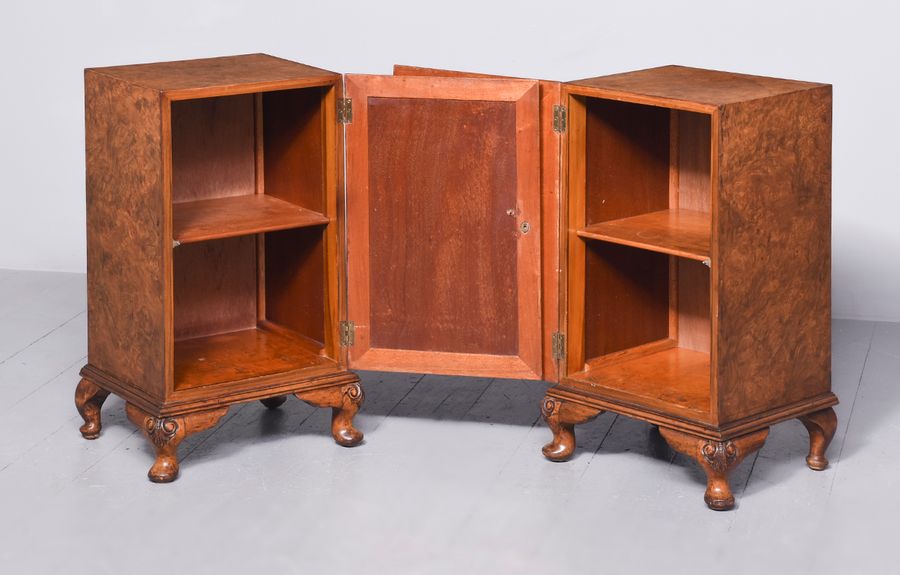 Antique Pair of Burr Walnut Bedside Cabinets