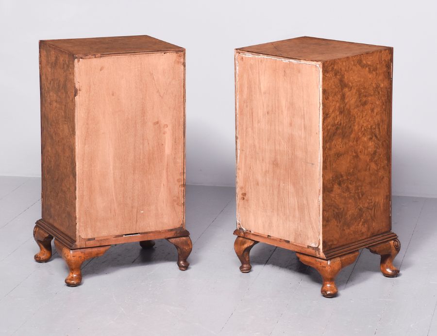 Antique Pair of Burr Walnut Bedside Cabinets