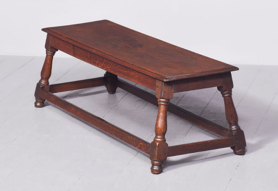 Antique Large Figured Oak Jacobean Style Stool (Coffee Table)