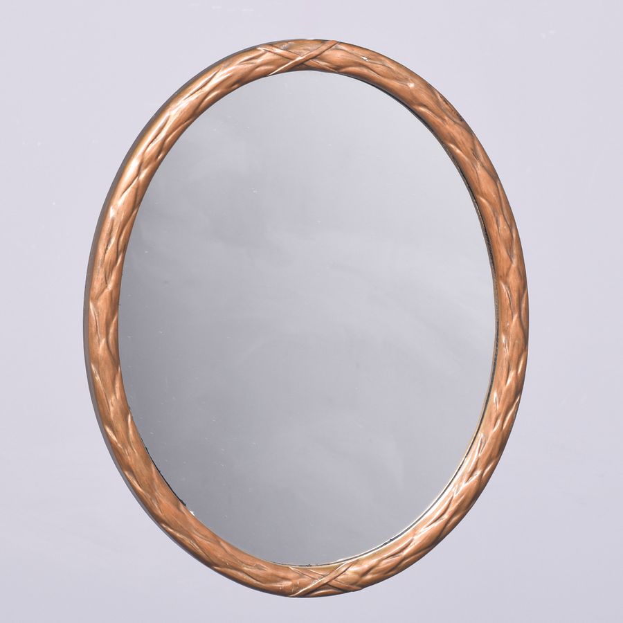 Antique Pair of Gilded Gesso Oval Mirrors