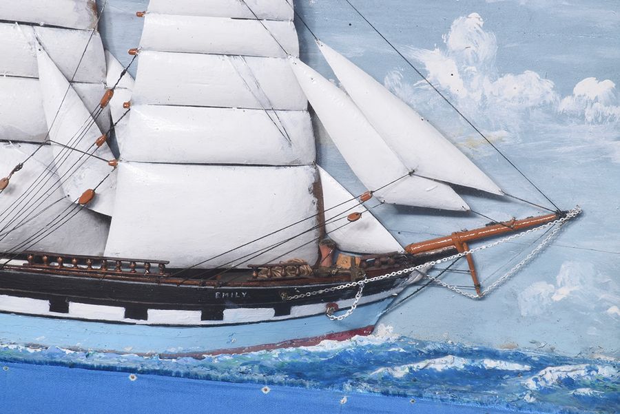 Antique Victorian Diorama of Sailing Ship