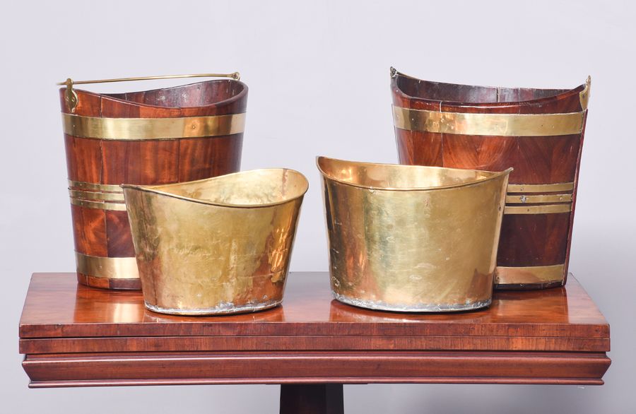 Antique  Matched Pair of Dutch Brass Lined Buckets or Teestoof’s