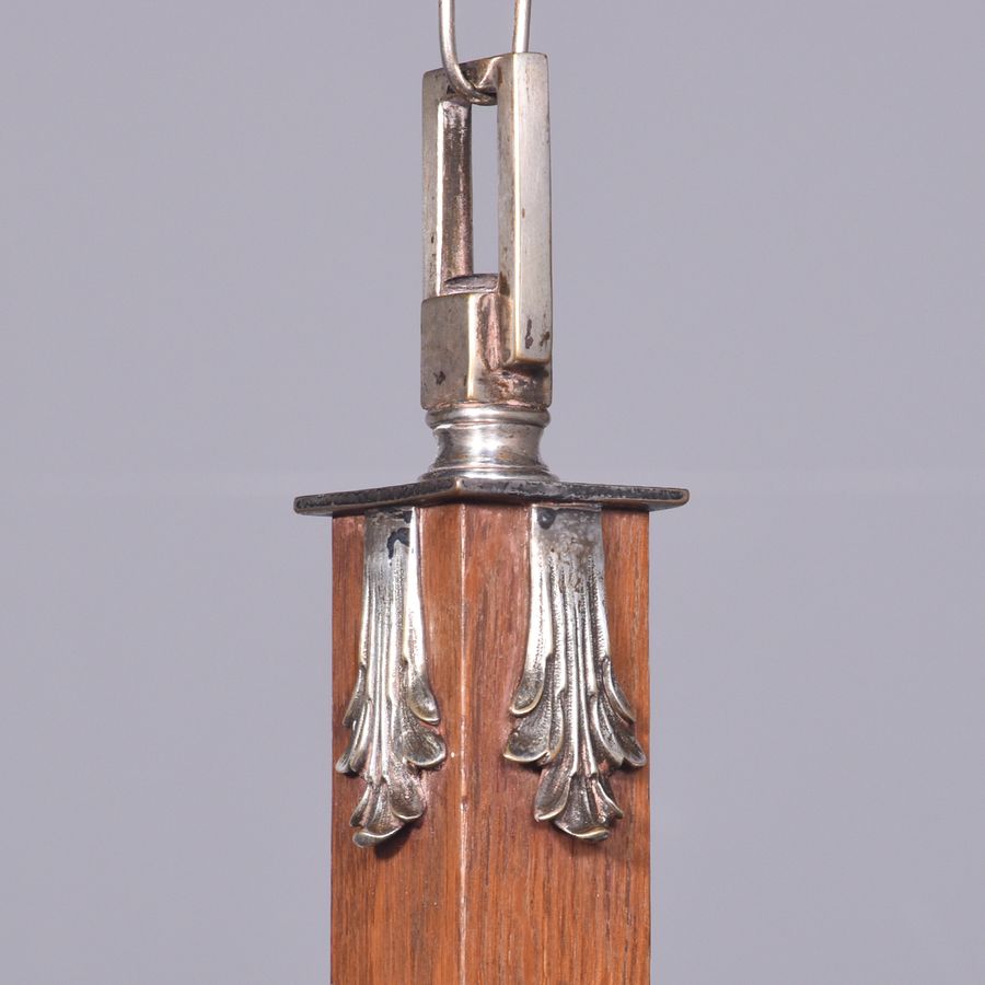 Antique Oak & EPNS 4 Lamp Chandelier