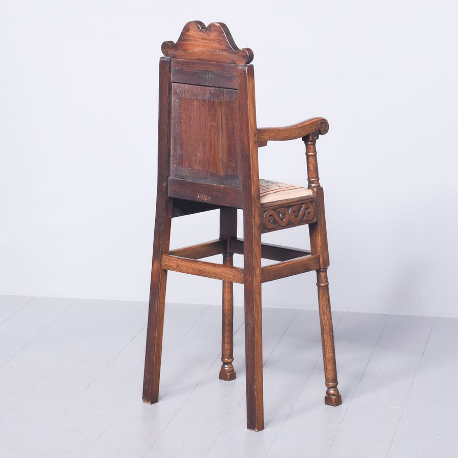 Antique Carved Oak Child’s High Chair