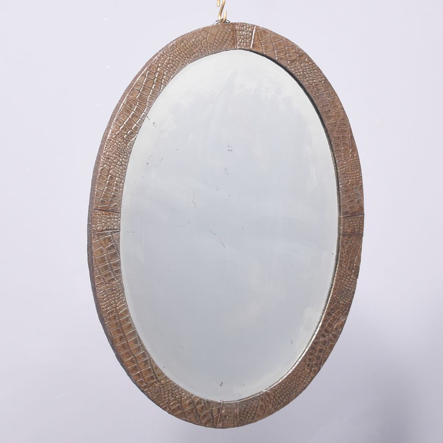 Antique Faux Snake Skin Oval Mirror