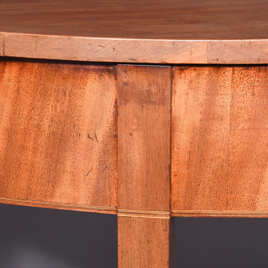 Antique Pair of Georgian Demi-Lune Side Tables in Figured Spaninsh Mahogany
