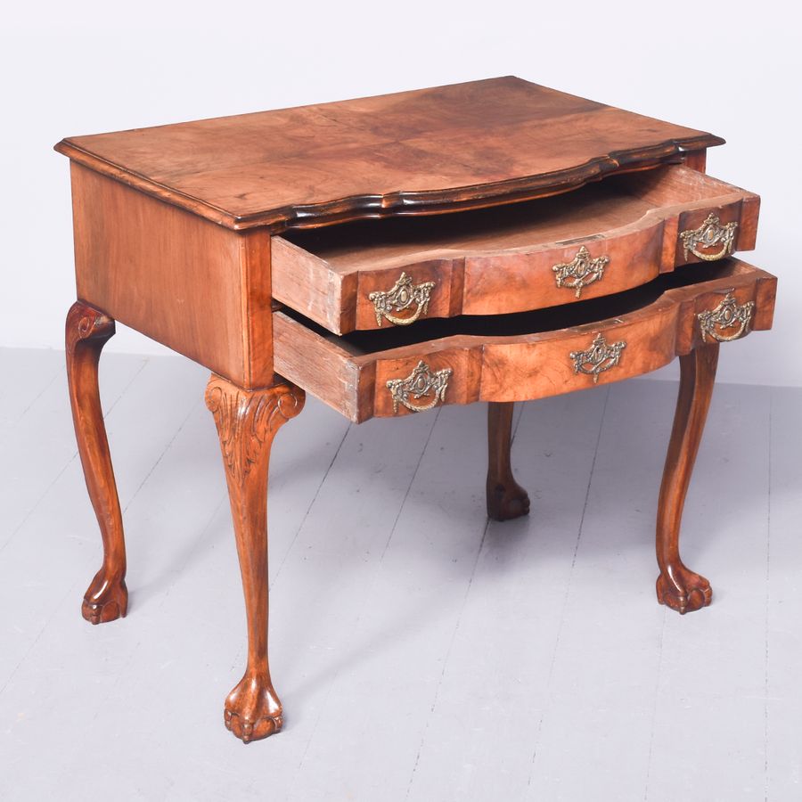Antique 19th Century Figured Walnut Dutch Lowboy or Side Table