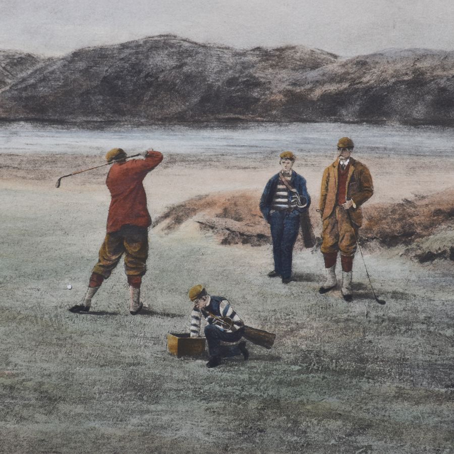 Antique Set of 3 Coloured Golfing Prints after Douglas Adams
