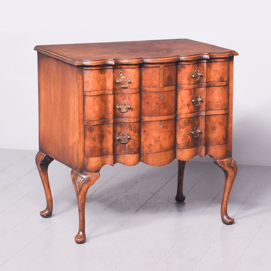 Neat-Sized George II Style Crossbanded Burr Walnut Chest of Drawers