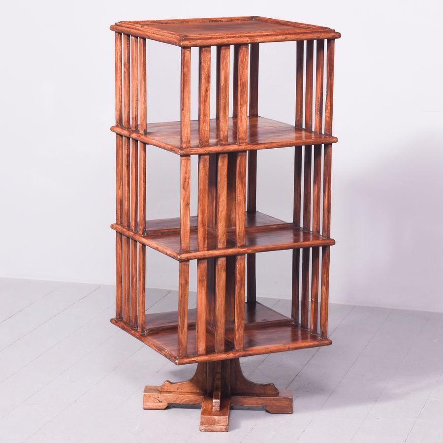 Colonial Hardwood 3-Tier Edwardian-Style Revolving Bookcase