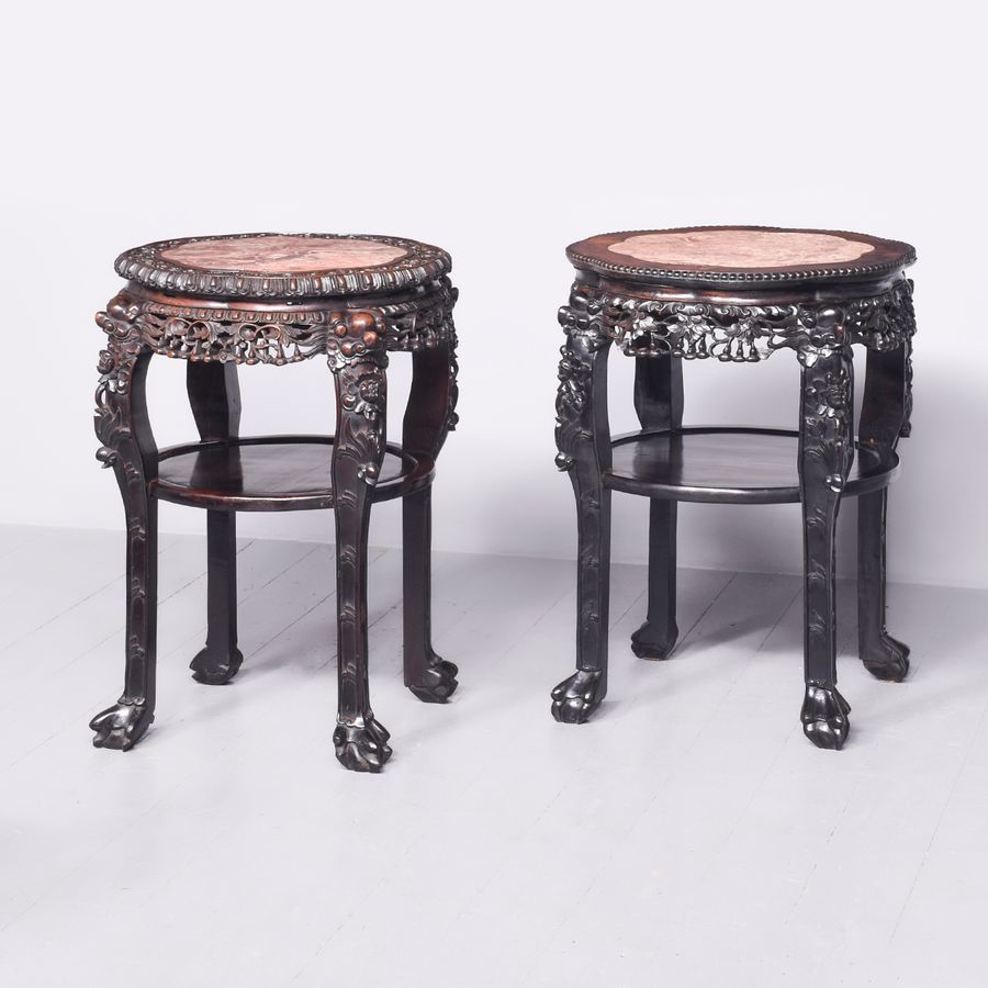Antique Matched Pair of Qing Plant Stands