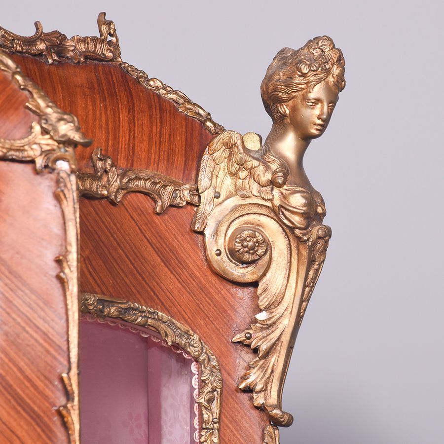 Antique Exhibition Quality Large Ormolu Mounted Louis XVI Style Kingwood and Vernis Martin Vitrine