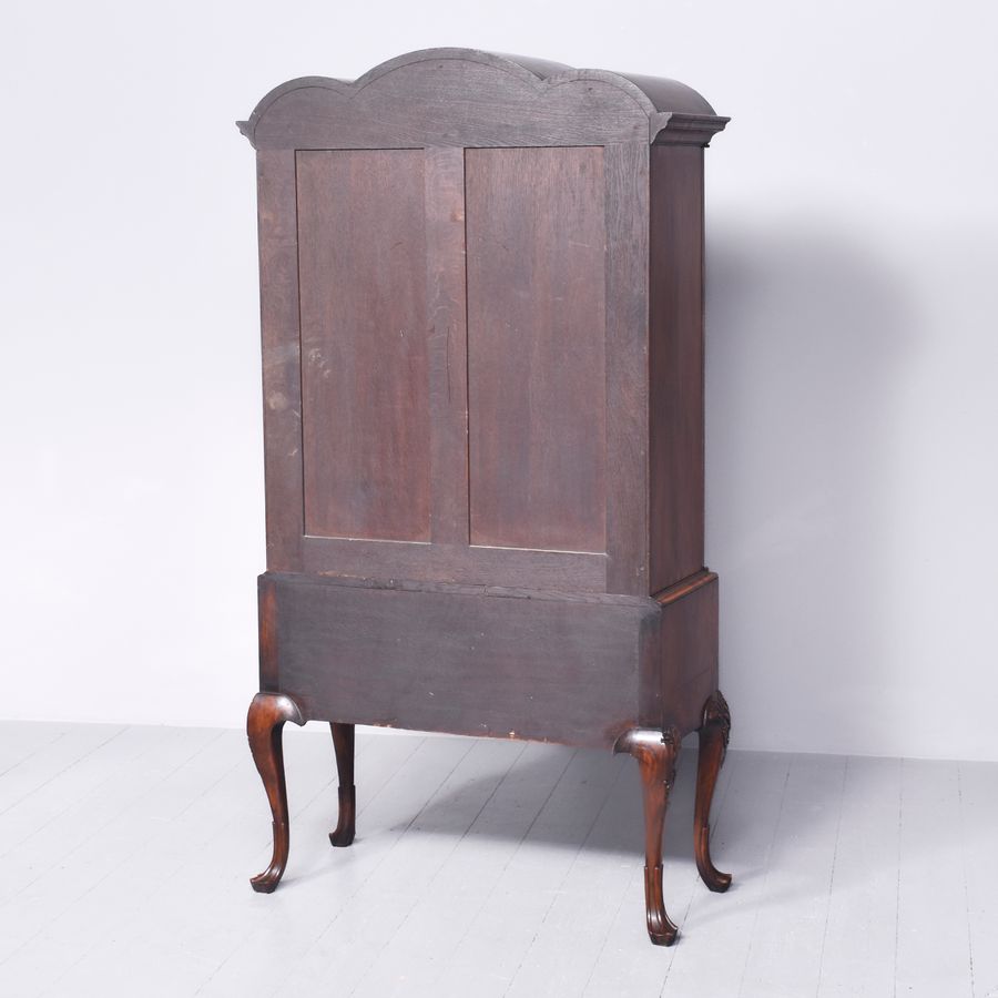 Antique Exceptional Early Georgian-Style Figured Walnut Bookcase/Display Cabinet on Stand