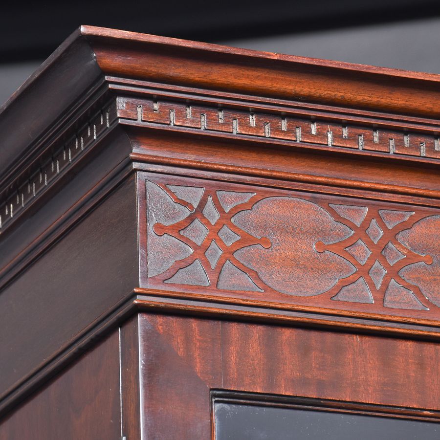 Antique Mahogany Breakfront Glazed Cabinet Bookcase