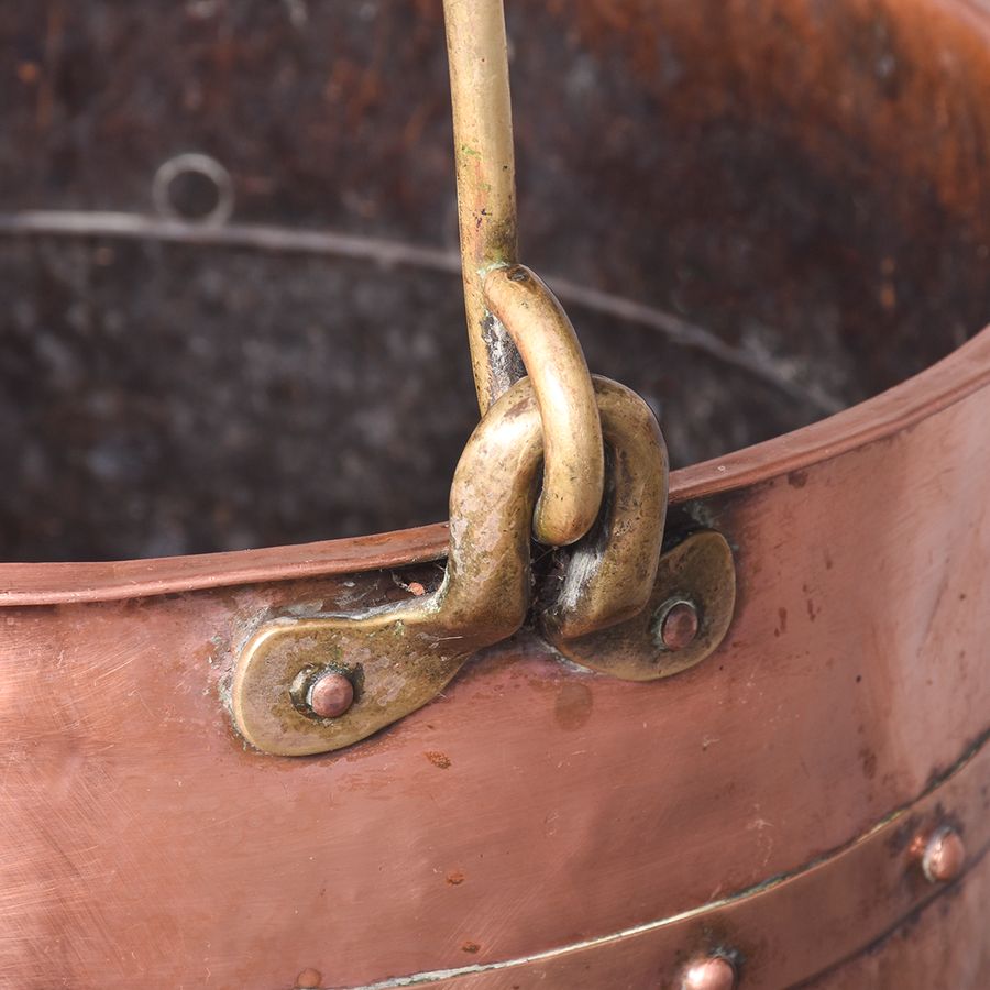 Antique Victorian Riveted Copper and Brass Coal Bucket