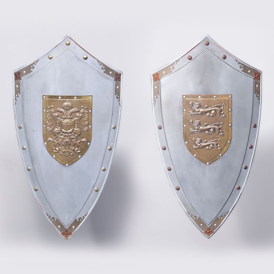 Pair of Metal Heraldic Shields