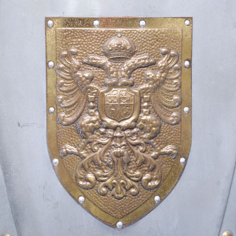 Antique Pair of Metal Heraldic Shields