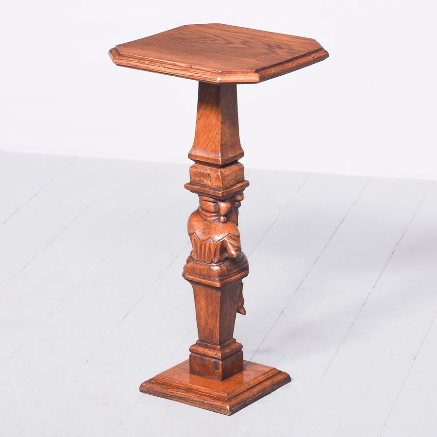 Antique Mid-19th Century Unusual Carved Fruitwood and Oak Jester Occasional Table 