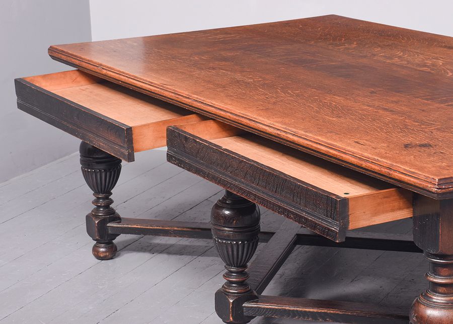 Antique Large Oak Dining Table