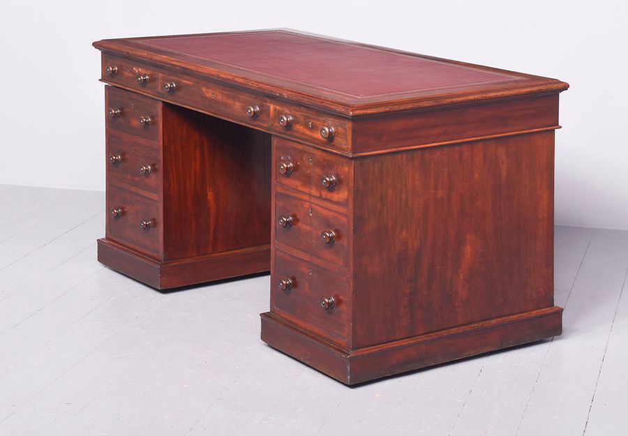 Antique Victorian Mahogany Faux Partners Desk