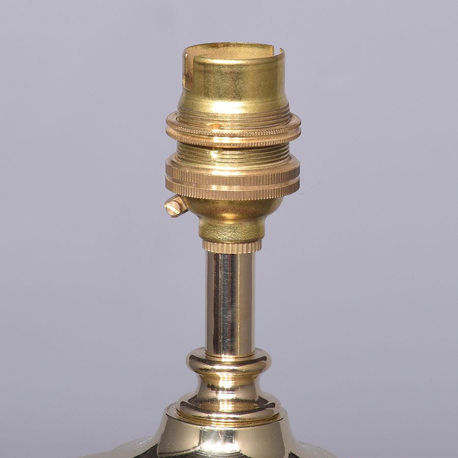 Antique Converted Victorian Brass Oil Lamp 