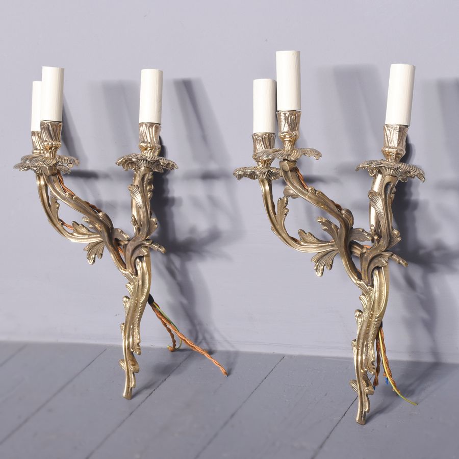 Antique Pair of 3 arm Wall Sconces