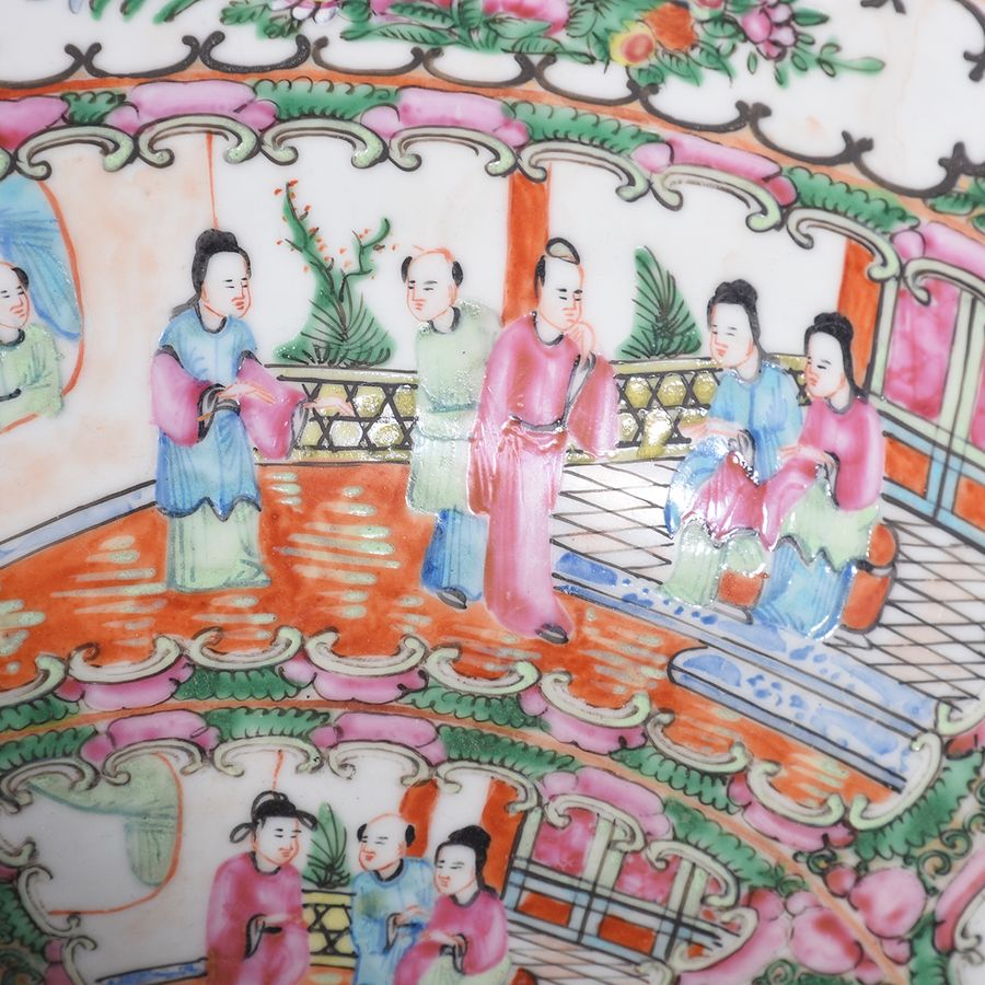 Antique Qing Dynasty Cantonese (Mandarin) Punch Bowl 