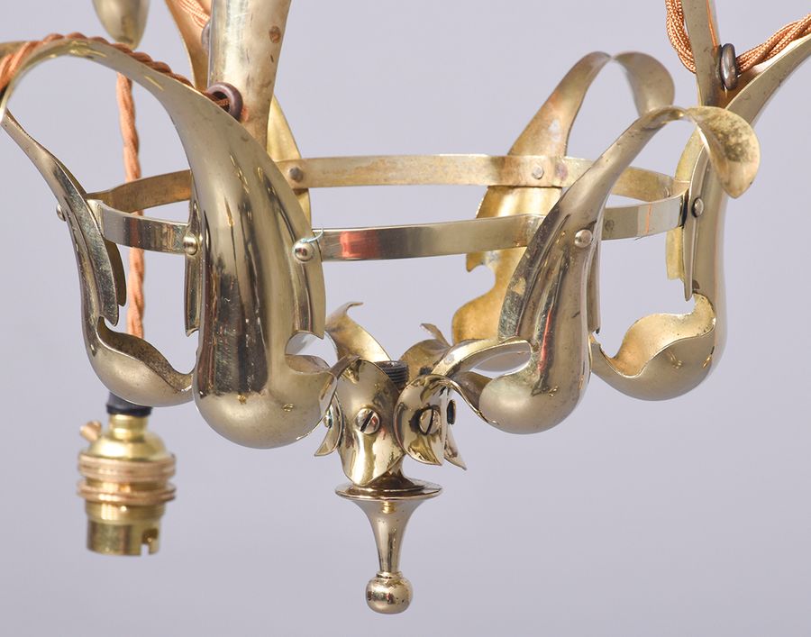 Antique Art Nouveau Brass Light Fitting