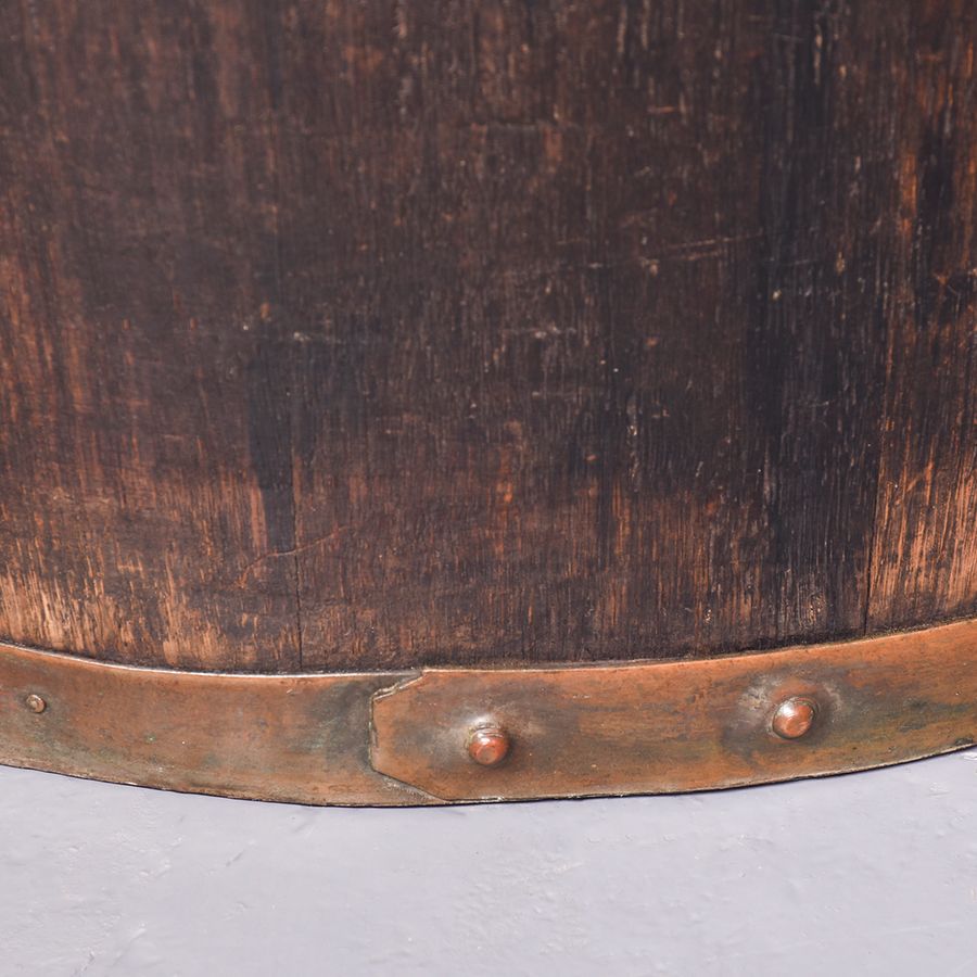 Antique Victorian Brass-Bound Staved Oak Sherry Cask Converted to a Stick Stand