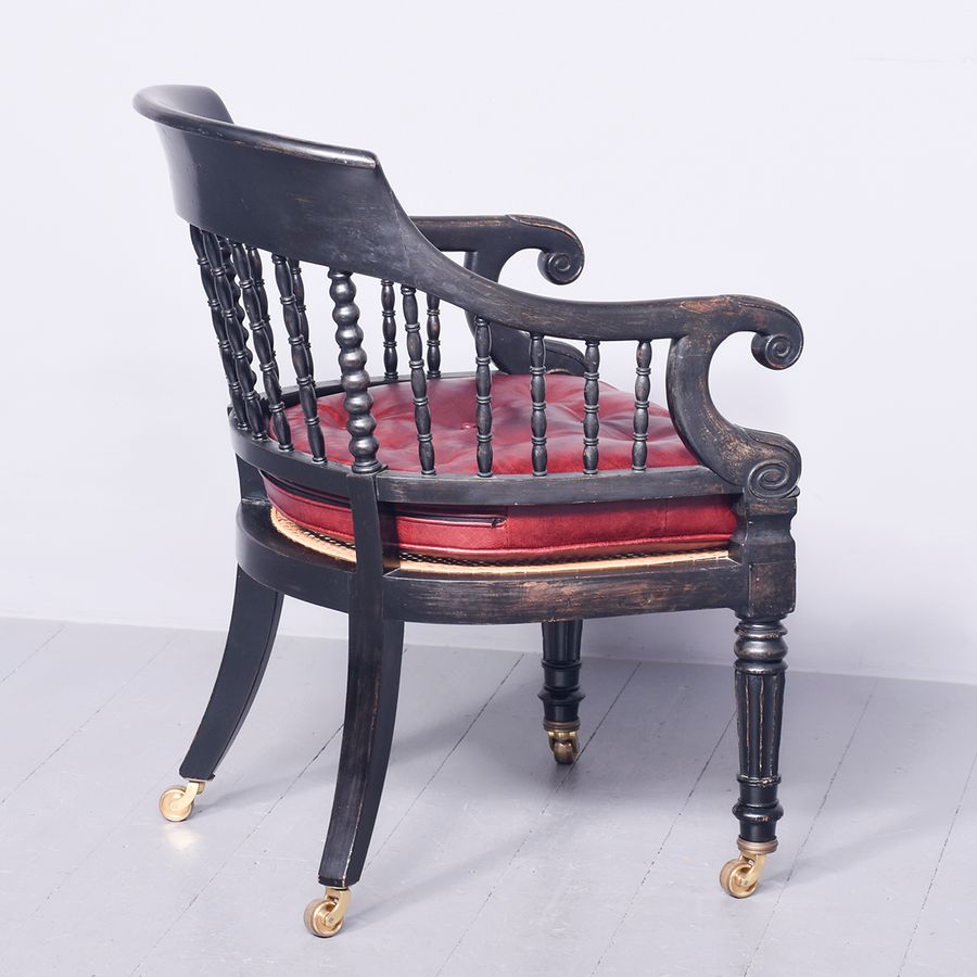 Antique George IV Ebonized Library Chair