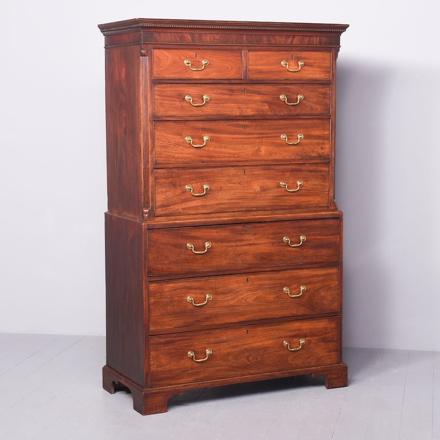 Chippendale Period Secretaire Chest on Chest