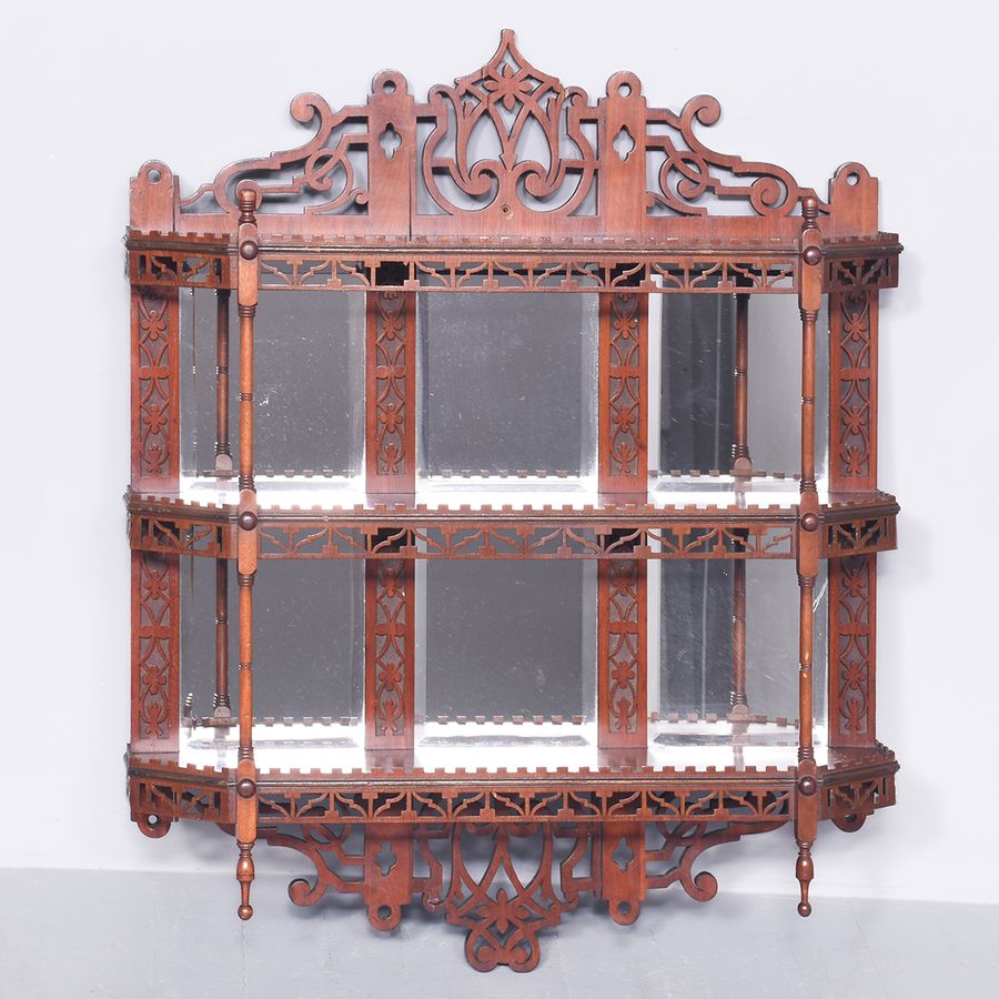 Fretwork and Mirrored Back Wall-Shelves