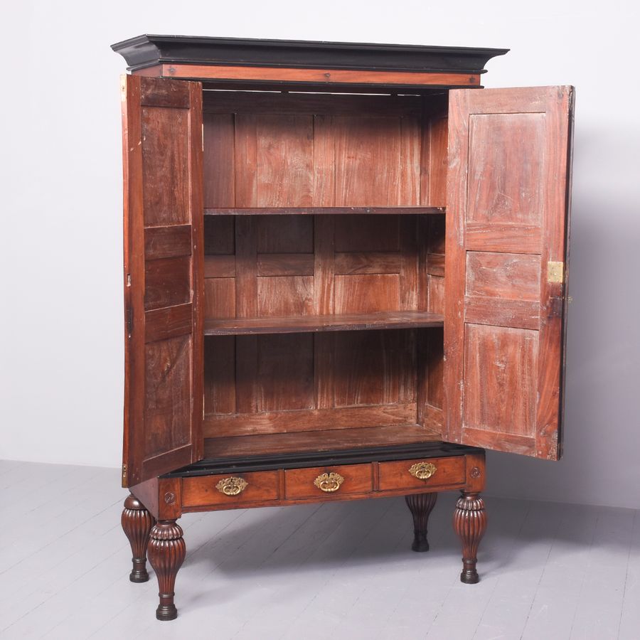 Antique Teak and Ebony Cabinet on Stand