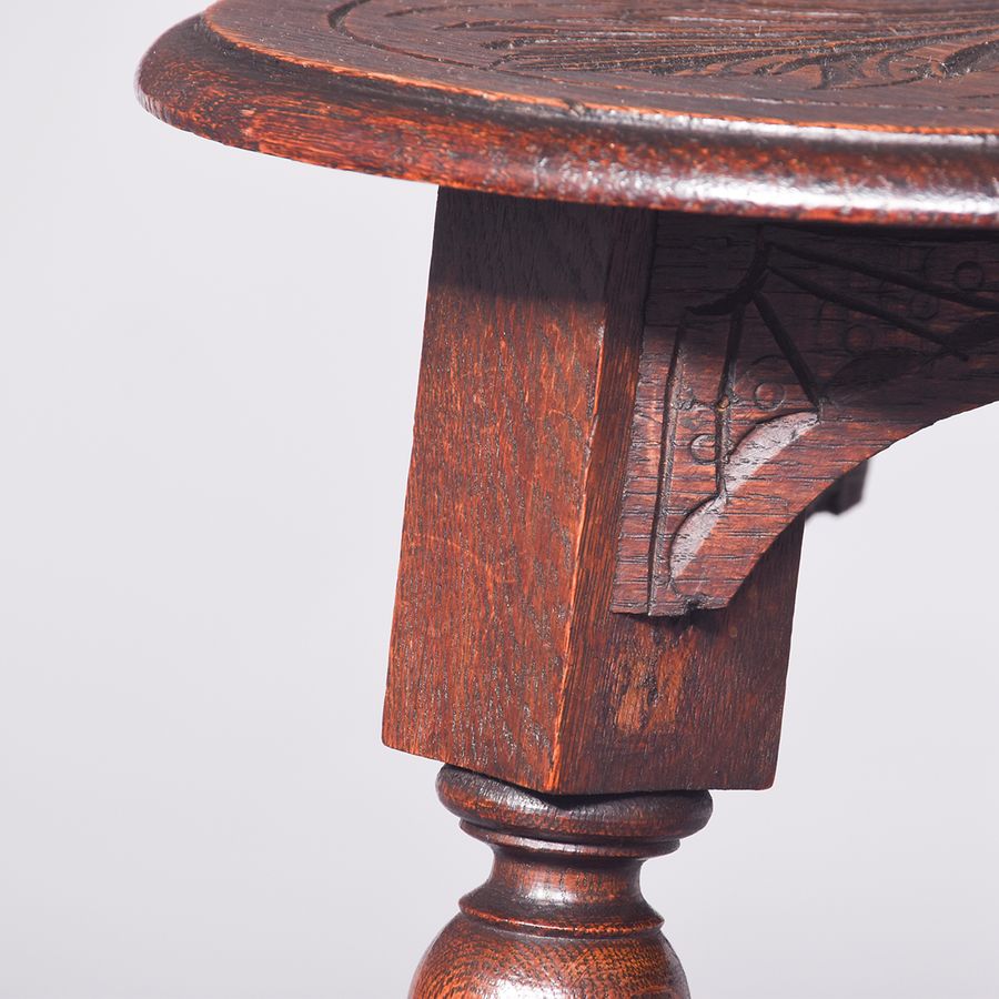 Antique Trifold Shaped Oak Occasional Table