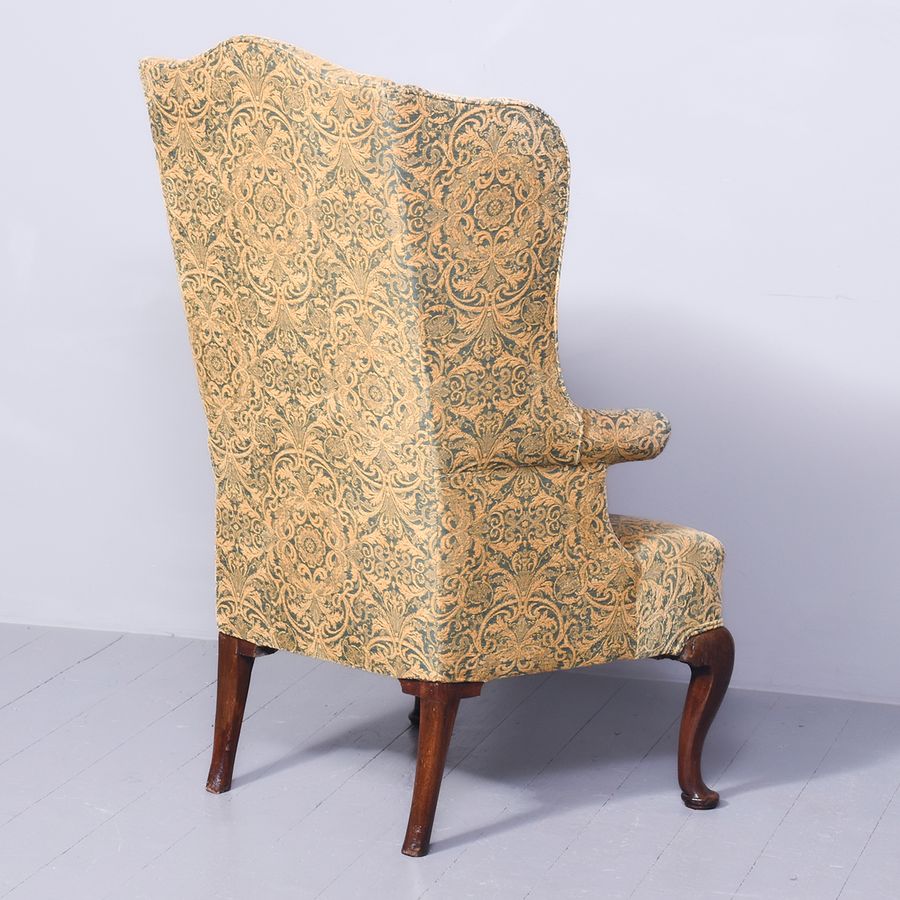 Antique George III Mahogany Upholstered Wing Chair